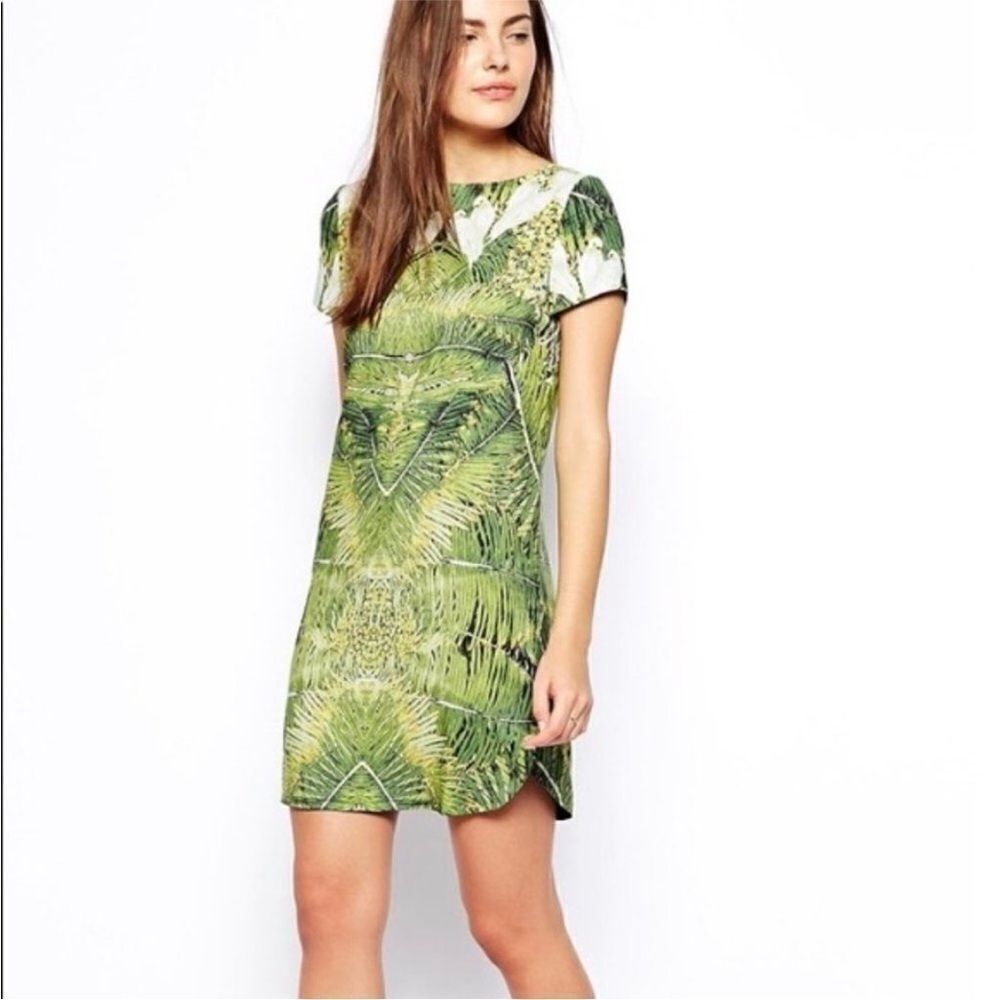 Ted Baker London Women Mini Dress Tropics Green Size 2 Us 6